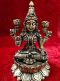 Premium brass antique Laxmi Mata on lotus (5 inch)