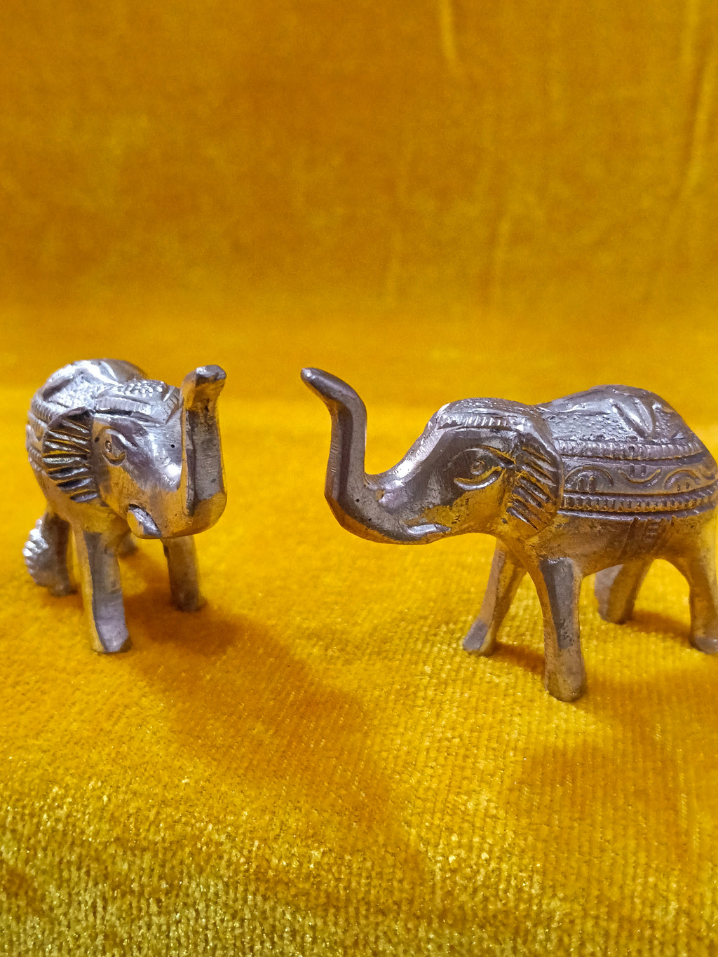 Pure Brass Gajalakshmi Elephant Pair With Trunk Up For Vastu